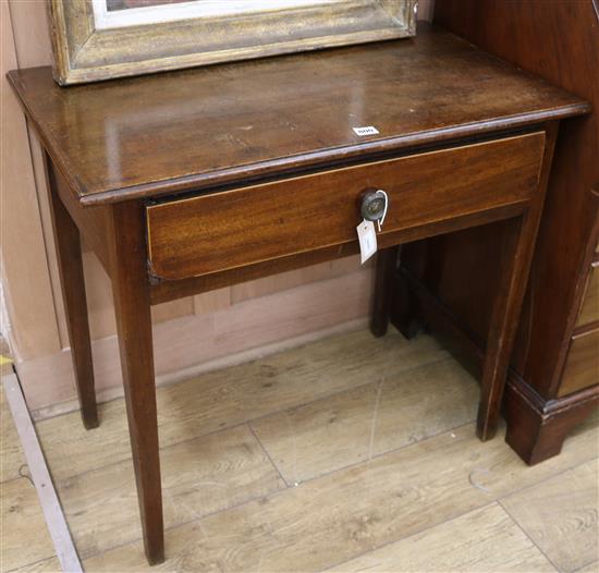 A George III mahogany side table fitted drawer W.80cm